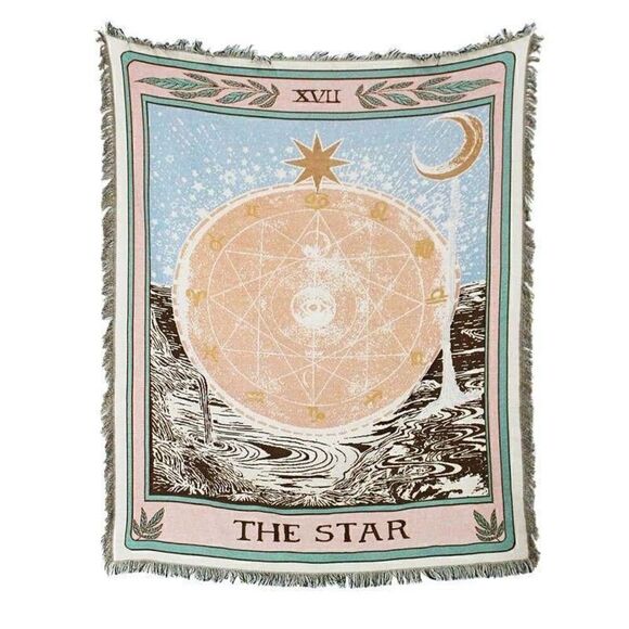 Star Tarot Card Woven Jacquard Throw Blanket Tapestry - Picture 1 of 6